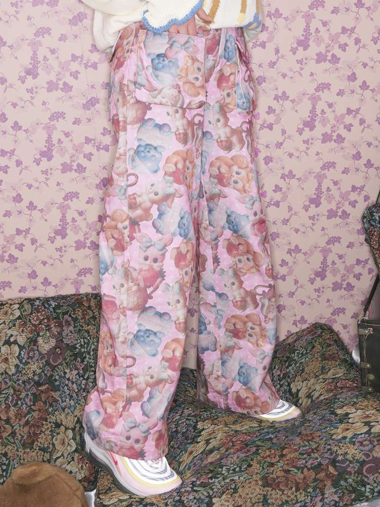 Pink Animal Print High Waist Pants【s0000015031】