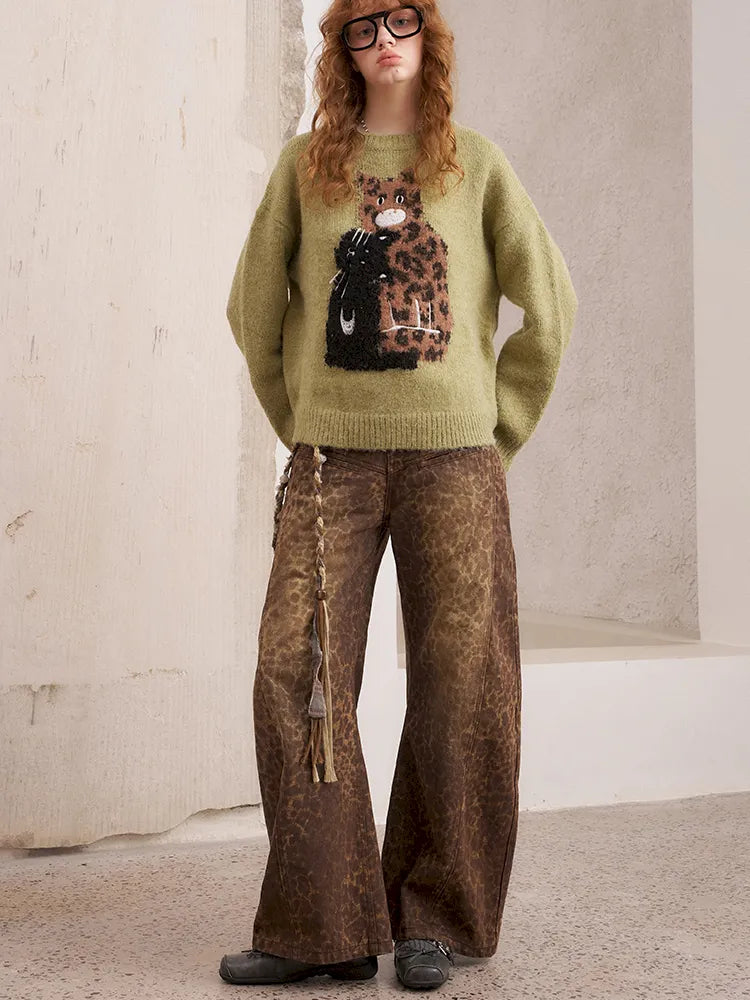 Embroidered Crewneck Pullover Sweater【s0000014082】