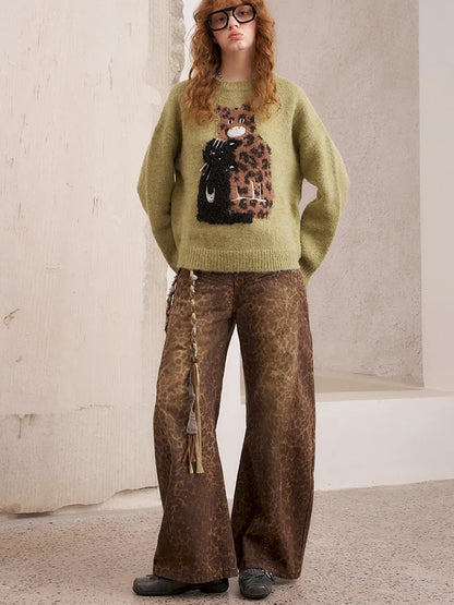 Embroidered Crewneck Pullover Sweater【s0000014082】