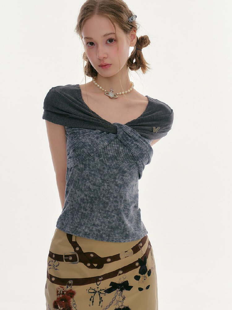 Flower Knot Butterfly Slim T-Shirt【s0000016606】