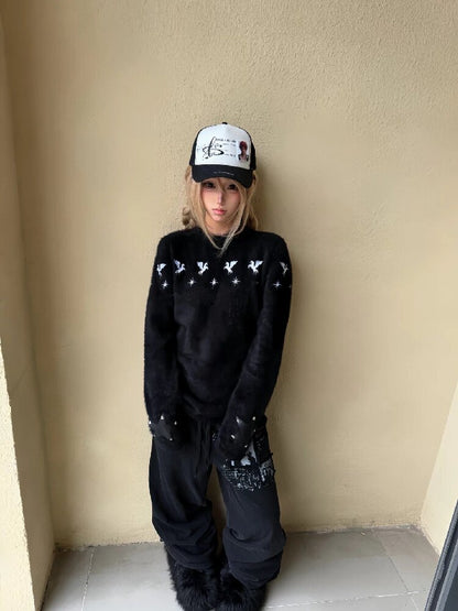 Mohair Pentagram Patchwork Sweater【s0000018186】