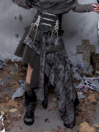 Patchwork Plaid Shirt Dress Skirt【s0000014473】