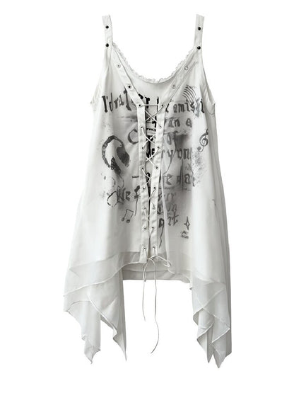 White Niche Punk Style Slip Dress【s0000018174】