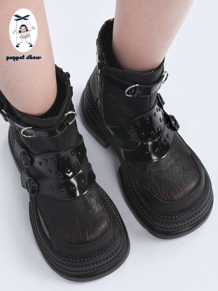 Black Cool Square Toe Martin Boots【s0000013707】