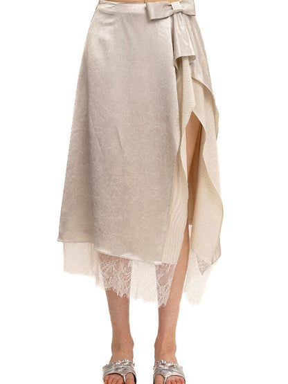 Multi Layered Slit Satin Skirt【s0000017418】