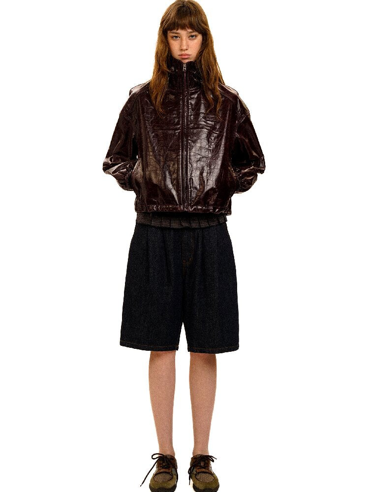 Pleated Plaid Straight Leg Jeans【s0000017912】