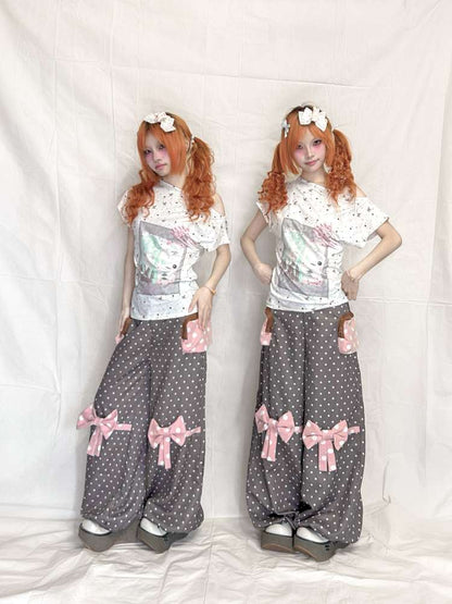 Mint White Polka Dot Slim Top【s0000015200】