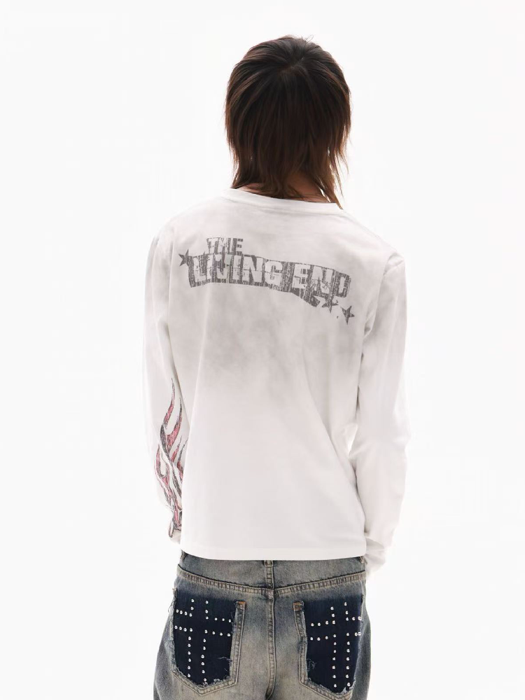 Gradient Distressed Print T-Shirt【s0000018320】