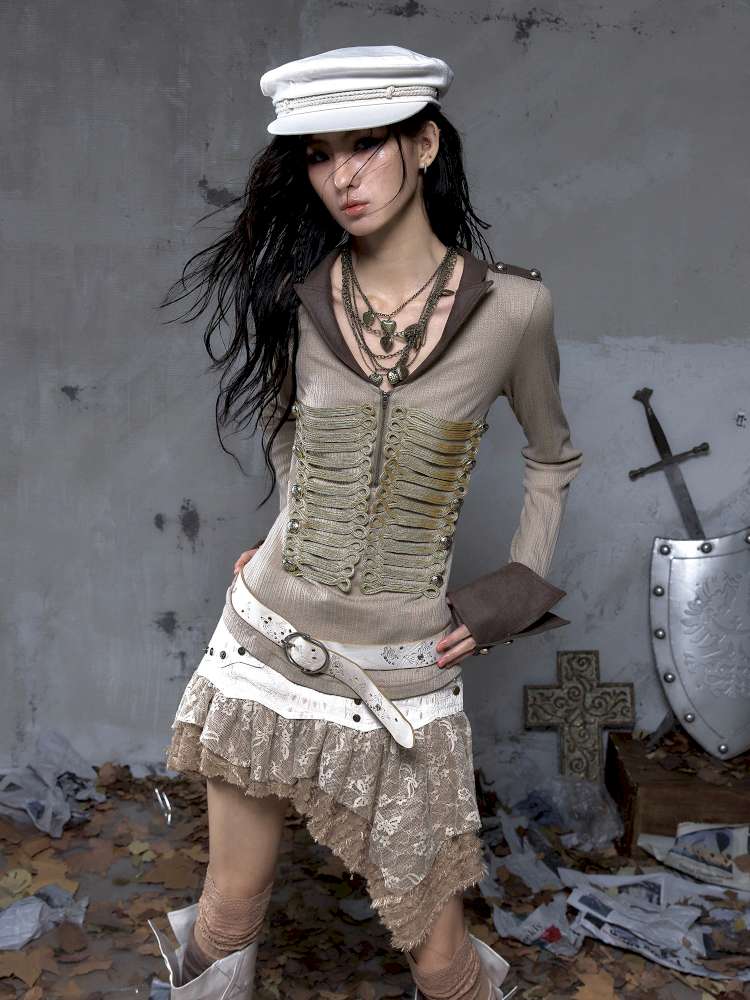 Vintage Punk Knight Slim Fit Shirt【s0000014652】