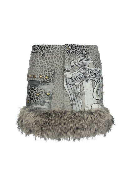 Snow Leopard Corduroy Short Skirt【s0000018068】