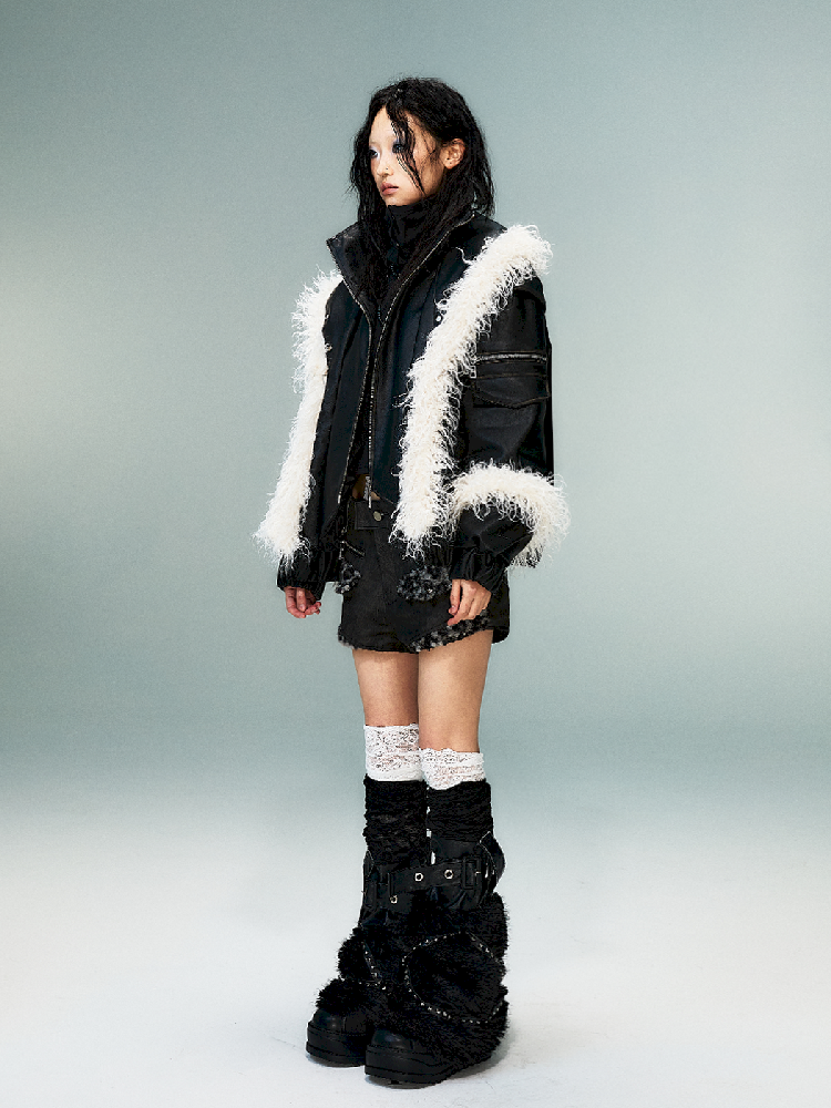 Fake Two Piece Leather Cotton Jacket【s0000011481】
