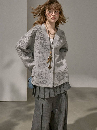 Button-Front Jacquard Knit Cardigan【s0000014394】