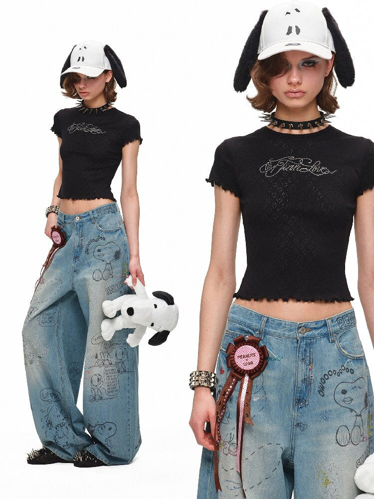 Diamond Lace Slim Short Sleeve T-Shirt【s0000016909】