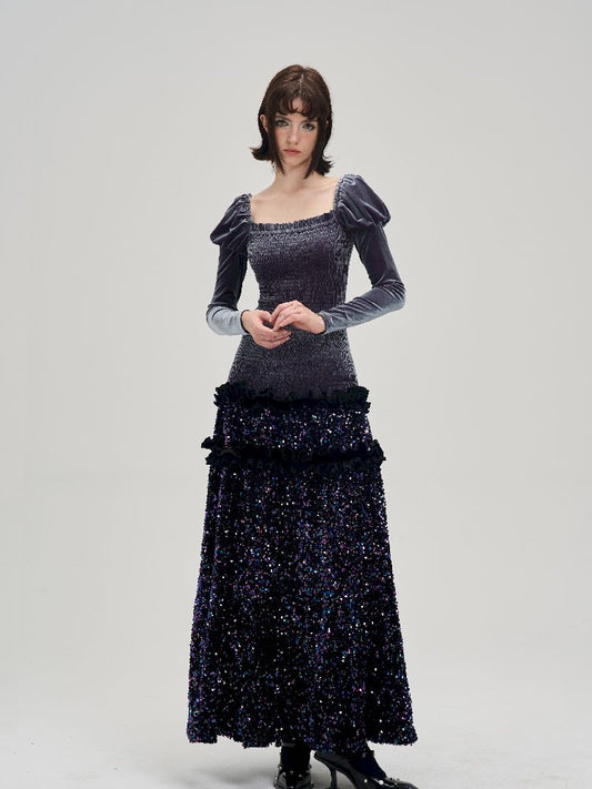 Sequin splicing slimming dress【s0000005299】