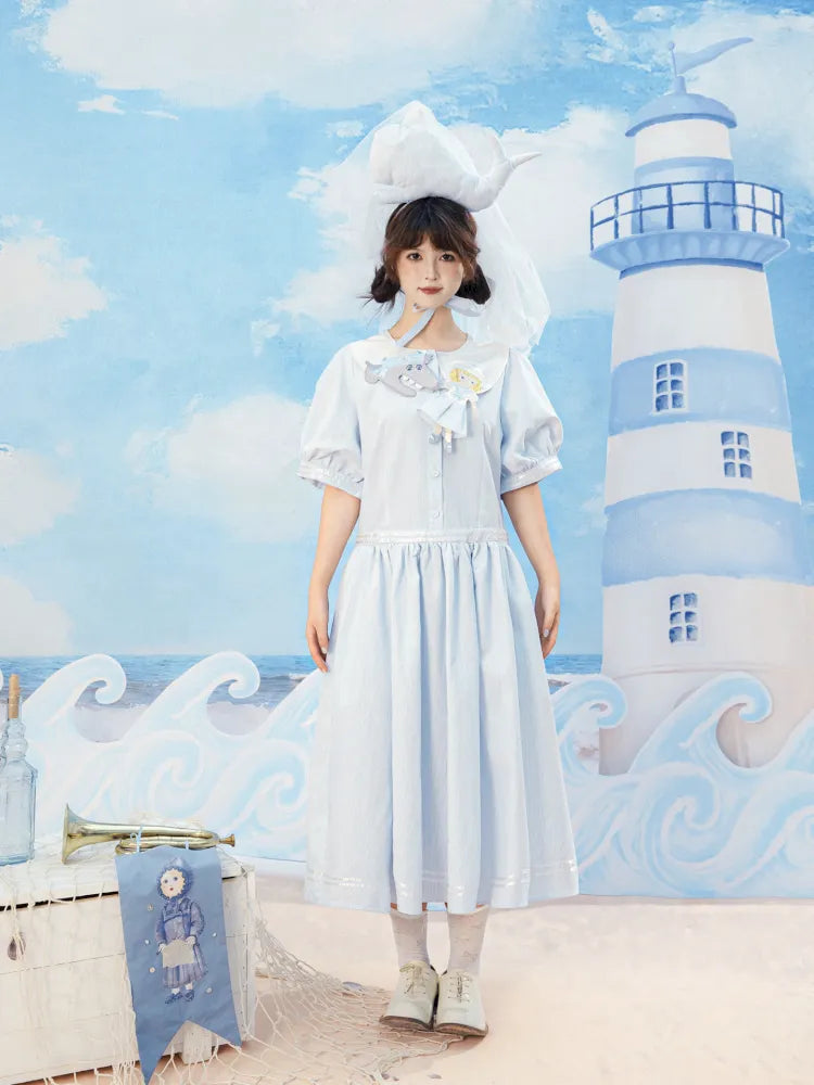 Blue and White Striped Dress【s0000014154】