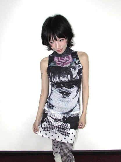 Comic Book Girly Double Mesh Vest【s0000018653】