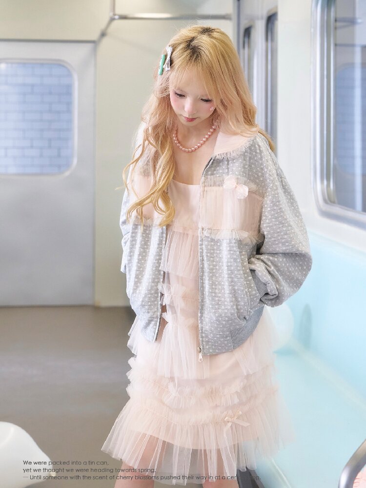 Polka Dot Knit Mesh Lace Coat【s0000016367】