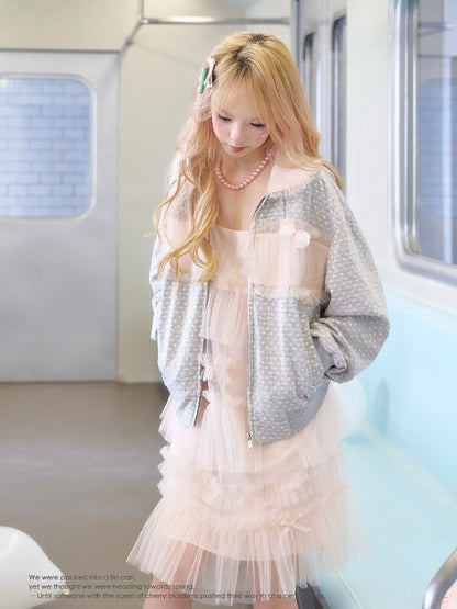 Polka Dot Knit Mesh Lace Coat【s0000016367】