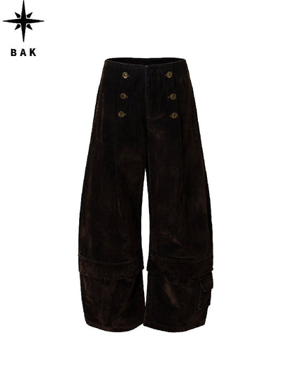 Mottled Velvet Buttoned Wide-Leg Pants【s0000018557】