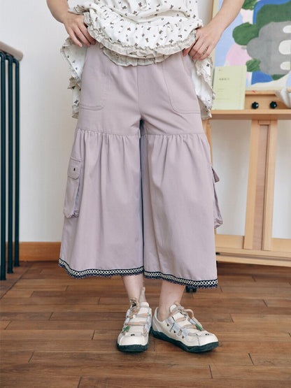 Lace Wide Leg Crop Pants Versatile【s0000018717】