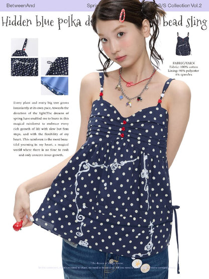 Summer Navy Blue Polka Dot Top【s0000016395】