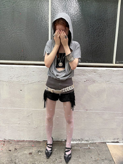 Micro-Stretch Fabric Low-Waist Shorts【s0000012704】