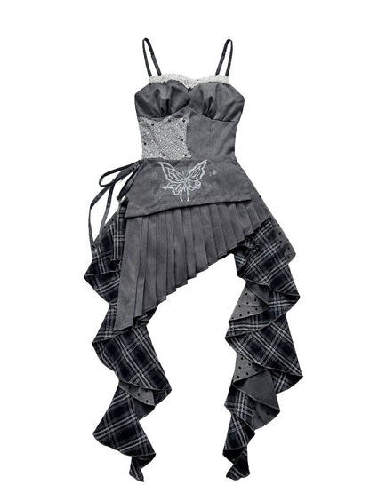 Polka Dot Plaid Stitching Dress【s0000016724】
