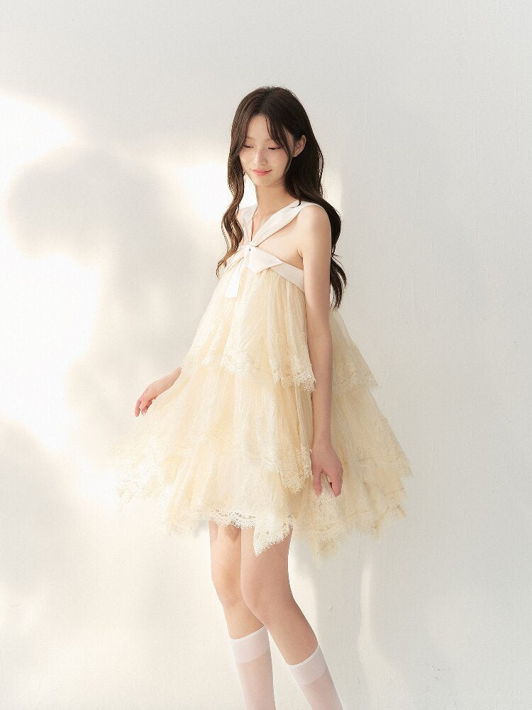 Gauze Lace Layered Halter Dress【s0000016878】
