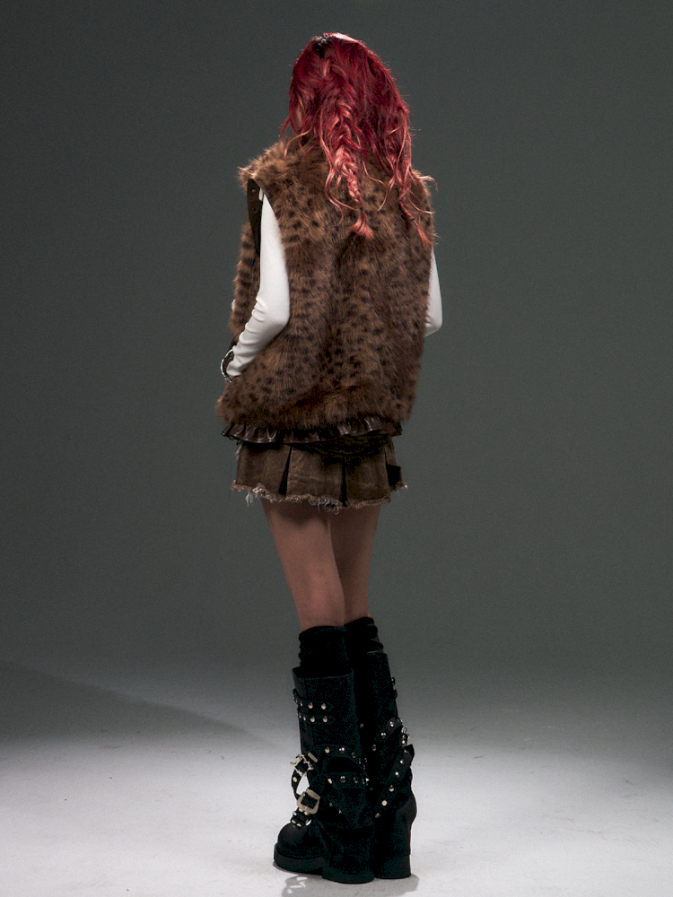 Leopard Fur Patchwork Lace Vest【s0000015094】