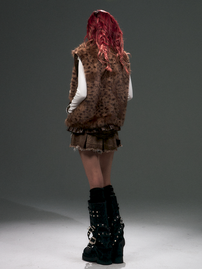Leopard Fur Patchwork Lace Vest【s0000015094】