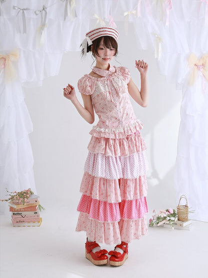 Pink Polka Dot Short Sleeve Shirt【s0000016555】