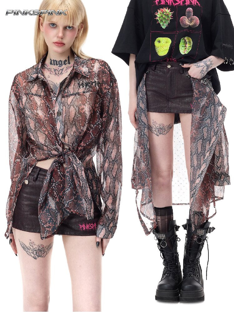 Shimmer Mesh Shirt Patchwork Skirt【s0000017719】