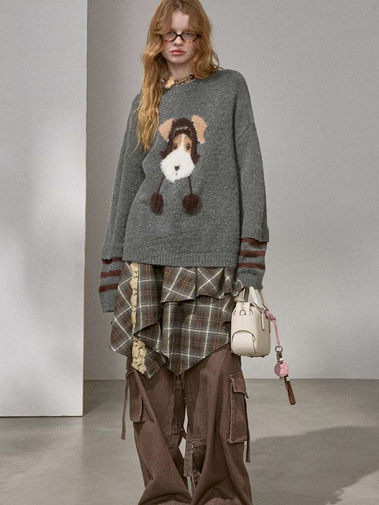 Puppy Kissing Bear Sweater Skirt【s0000015068】