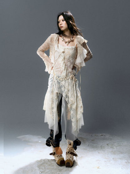 Ruffle Chiffon Cardigan【s0000012624】