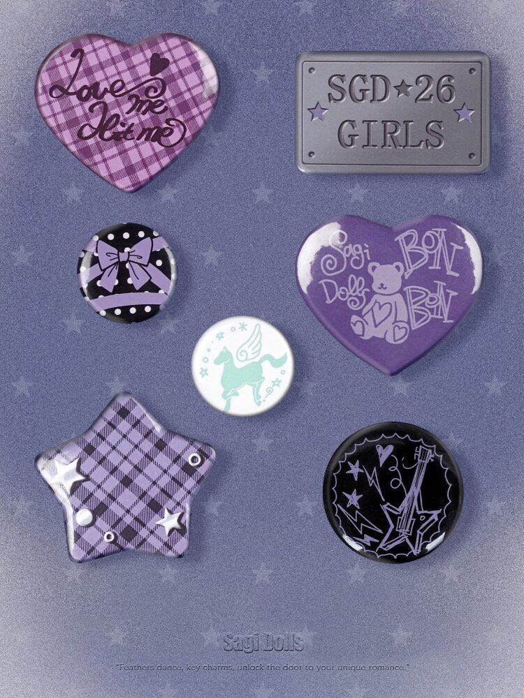 Black Purple Badge Set Brooch【s0000016643】