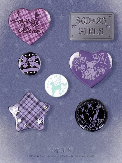 Black Purple Badge Set Brooch【s0000016643】