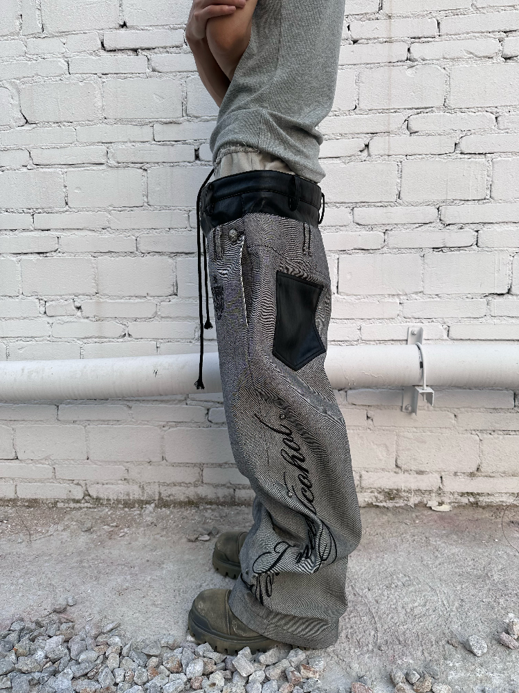 Double Waisted Spliced Wide Jeans【s0000016975】