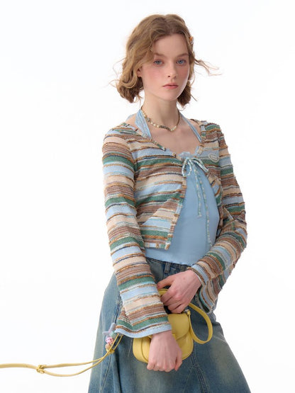 Stripe Long Sleeve Sunscreen Knitted Cardigan【s0000011683】