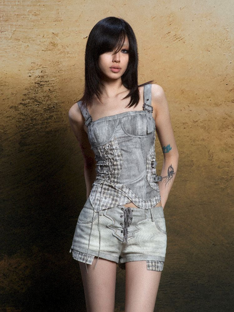 Patchwork Corset Camisole Top【s0000011812】