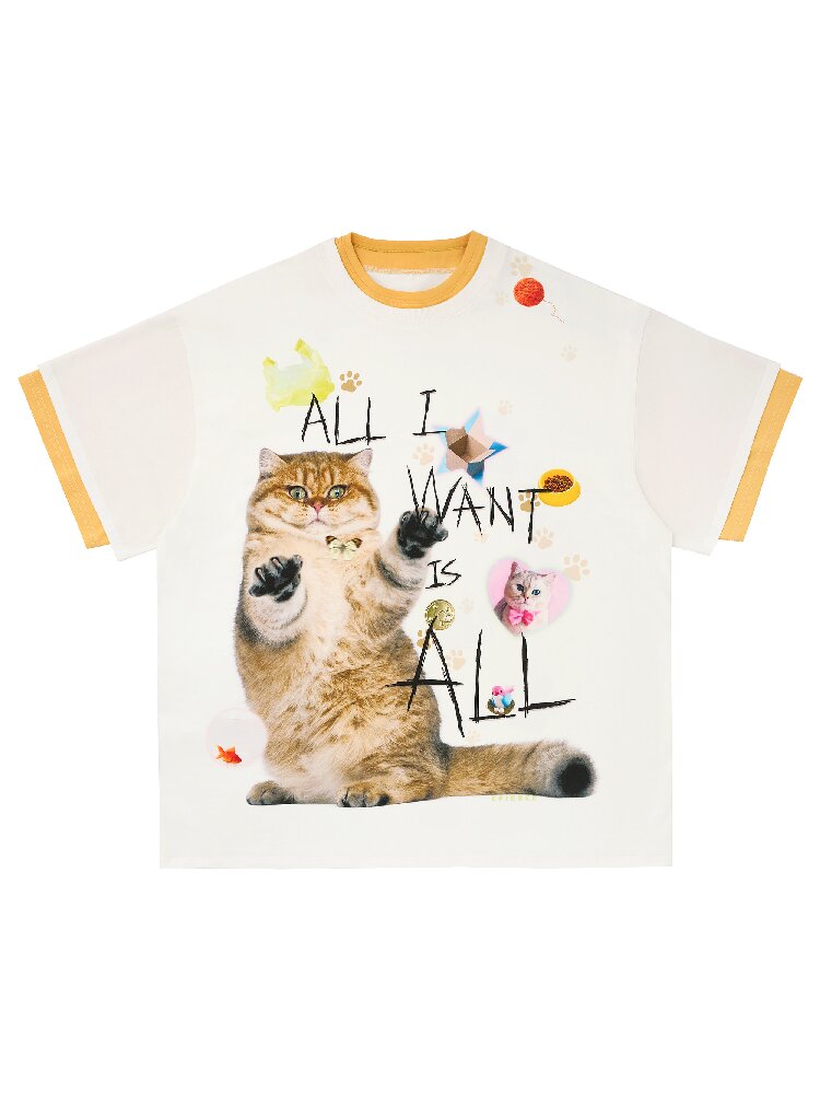 Cat Print Loose Fit T-Shirt【s0000017028】