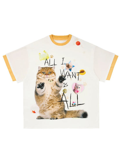 Cat Print Loose Fit T-Shirt【s0000017028】