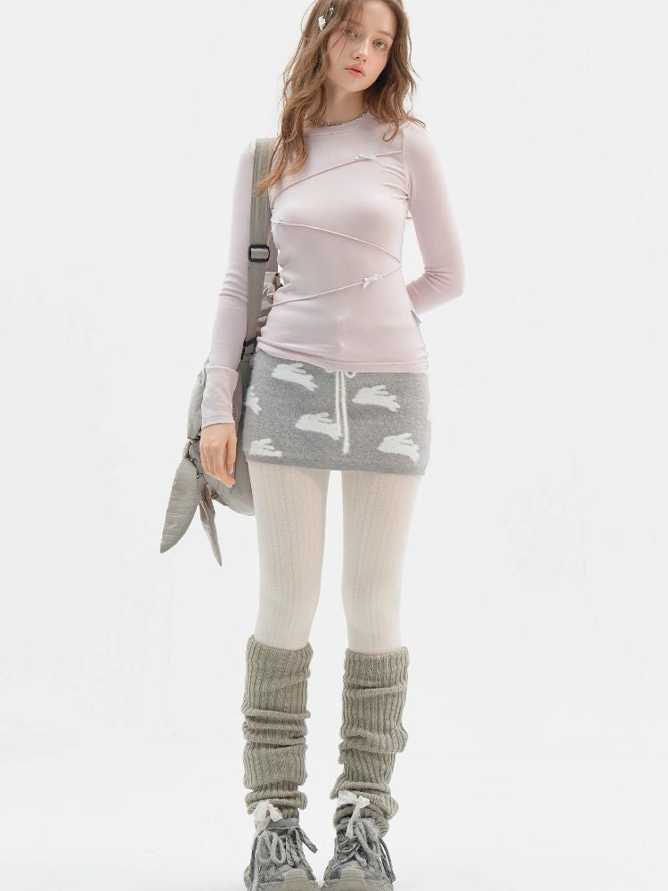 Structure Bow Long Sleeve Top【s0000011522】