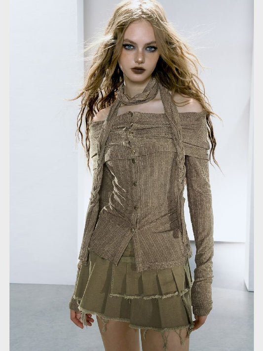 One Neck Knit Cardigan【s0000005153】