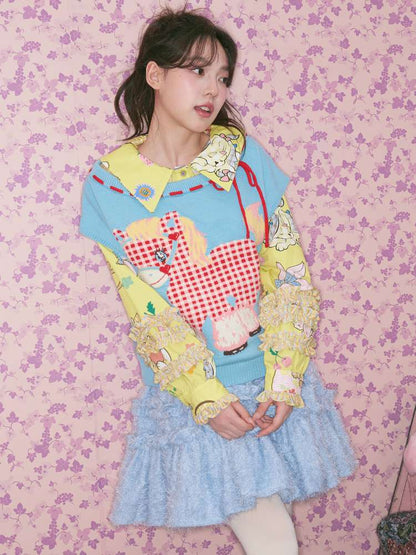 Blue Red Plaid Pony Knit Vest【s0000015023】