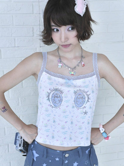 Playful Cartoon Eye Lace Camisole【s0000017475】