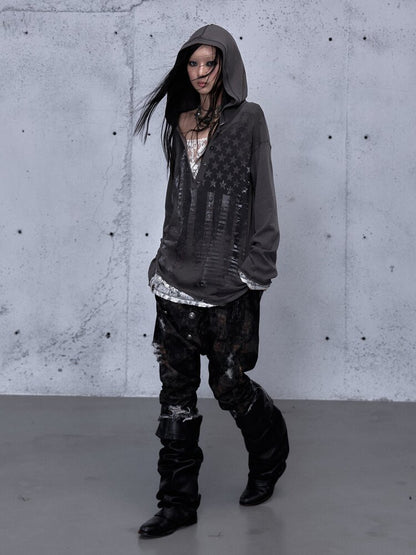 Lace Stitched Hooded T-Shirt【s0000015545】