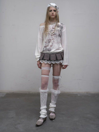 One-shoulder long-sleeved T-shirt【s0000012613】