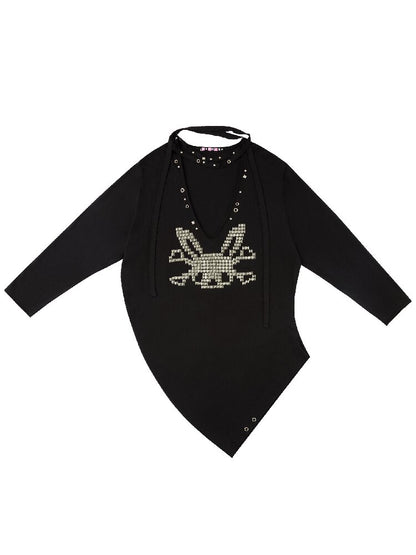 Studded Rabbit Skull Pleated Top【s0000016489】