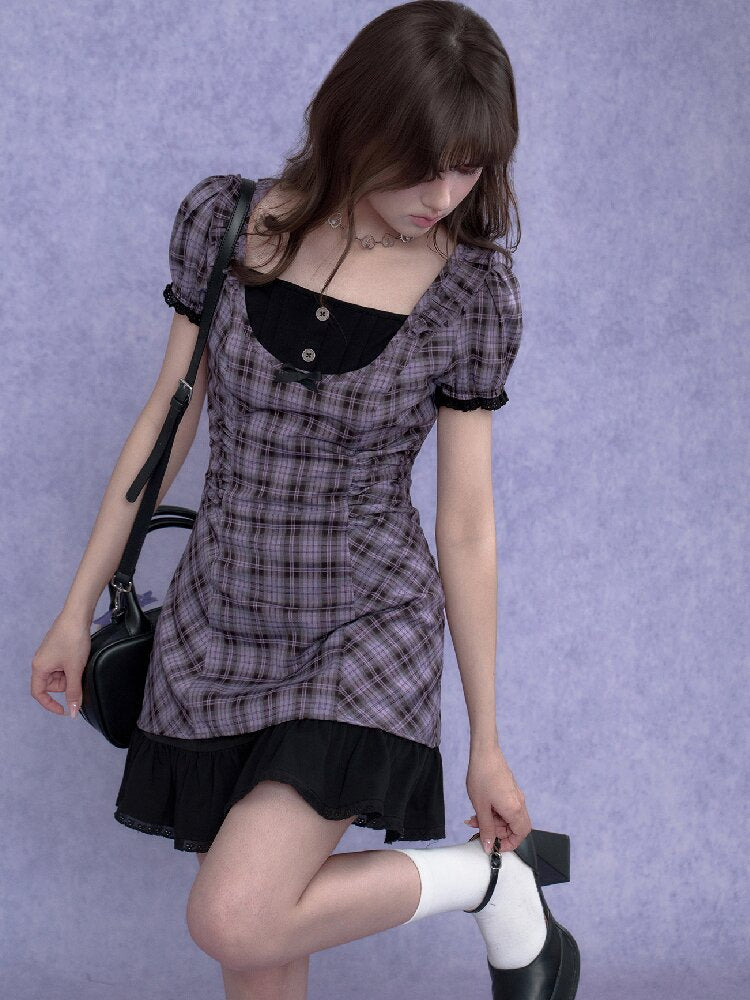 Purple Halter Halter Two Piece Dress【s0000017687】