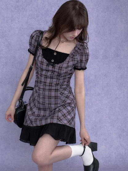 Purple Halter Halter Two Piece Dress【s0000017687】